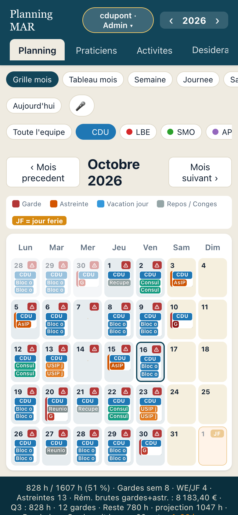 Planning sur iPhone